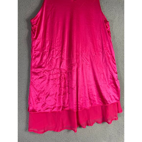 Hot Pink Sleeveless Swing Dress Women’s XL A-Line Layered‎ Hem Party Style - Picture 4 of 8